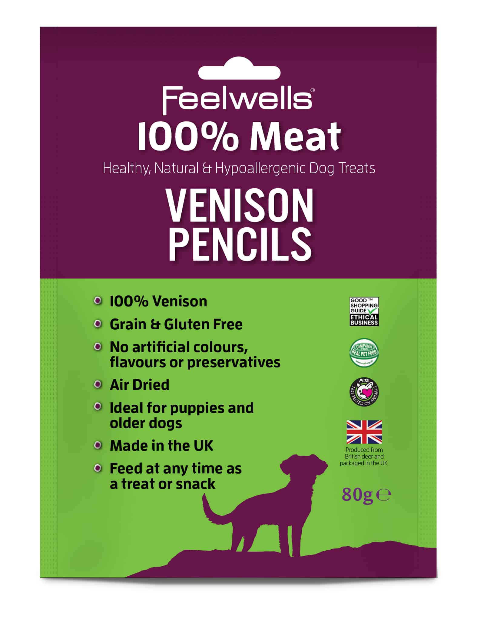Feelwells 100% Meat Venison Pencils 80g - Lovable Hounds
